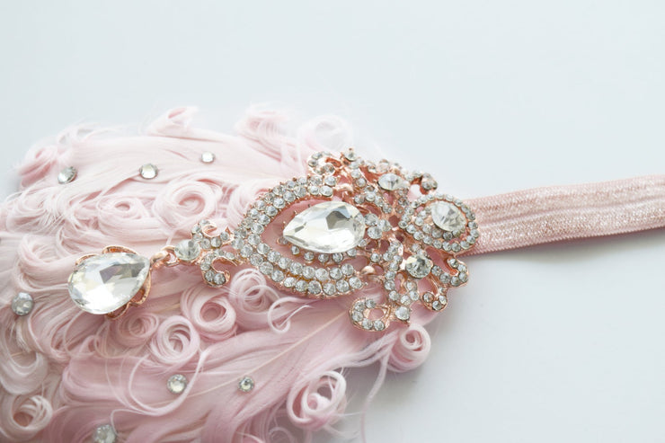 Handcrafted Rose Gold and Blush Pink Headband