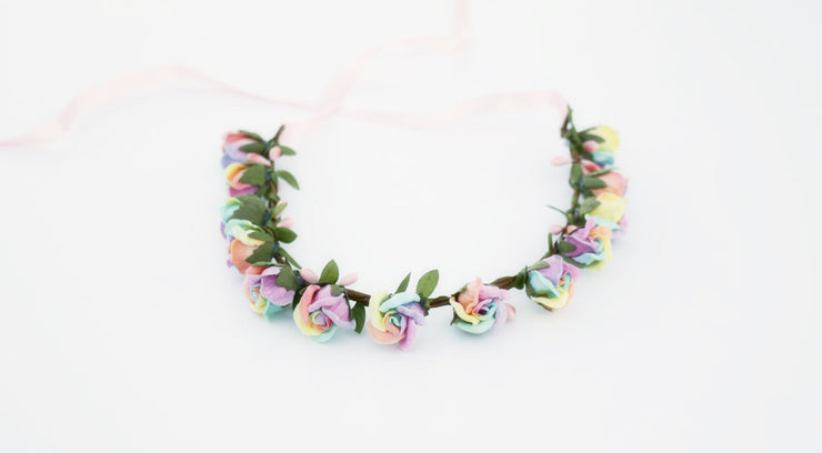 Handcrafted Pastel Rainbow Flower Crown