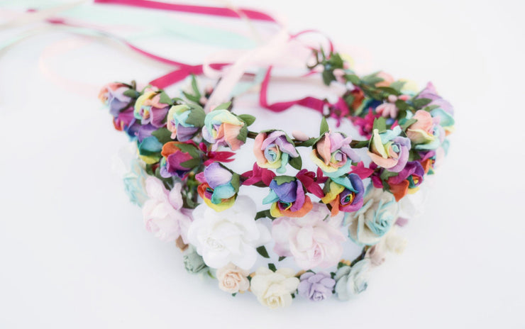 Handcrafted Pastel Rainbow Flower Crown