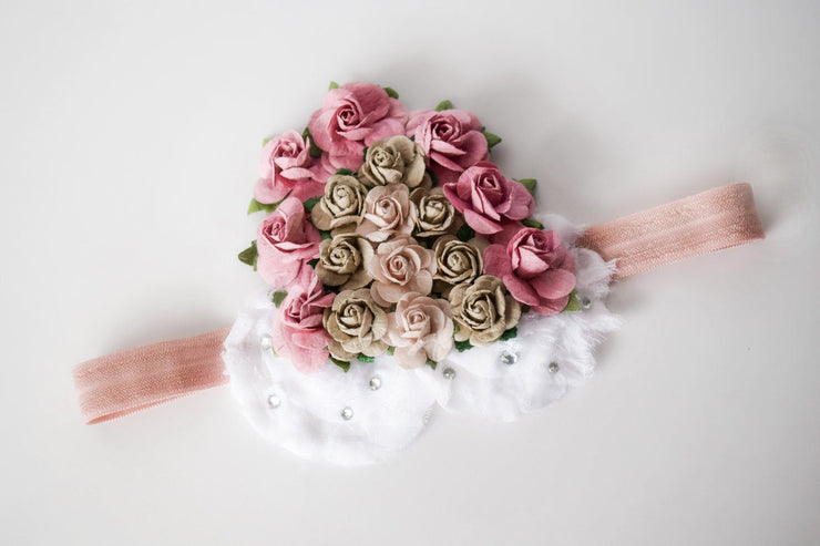 Handcrafted Muted Blush Rainbow Headband