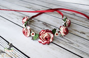 Handcrafted Holiday Rose Flower Girl Crown