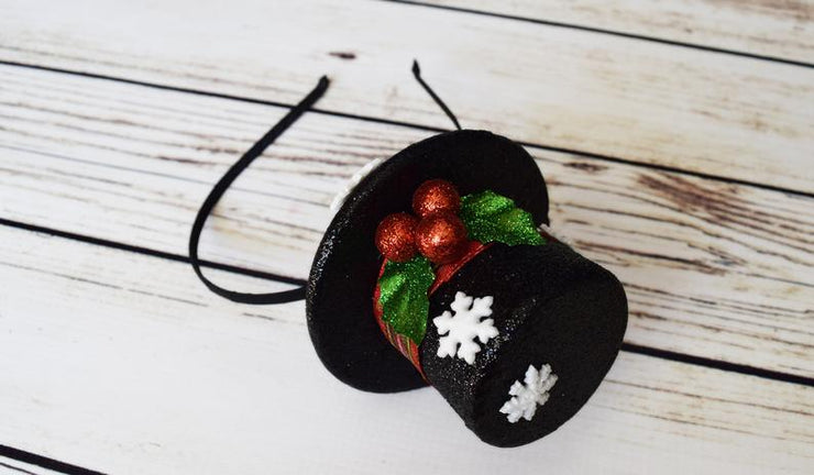 Handcrafted Mini Frosty Snowman Top Hat Headband