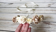 Handcrafted Rustic Beige and Ivory Flower Crown