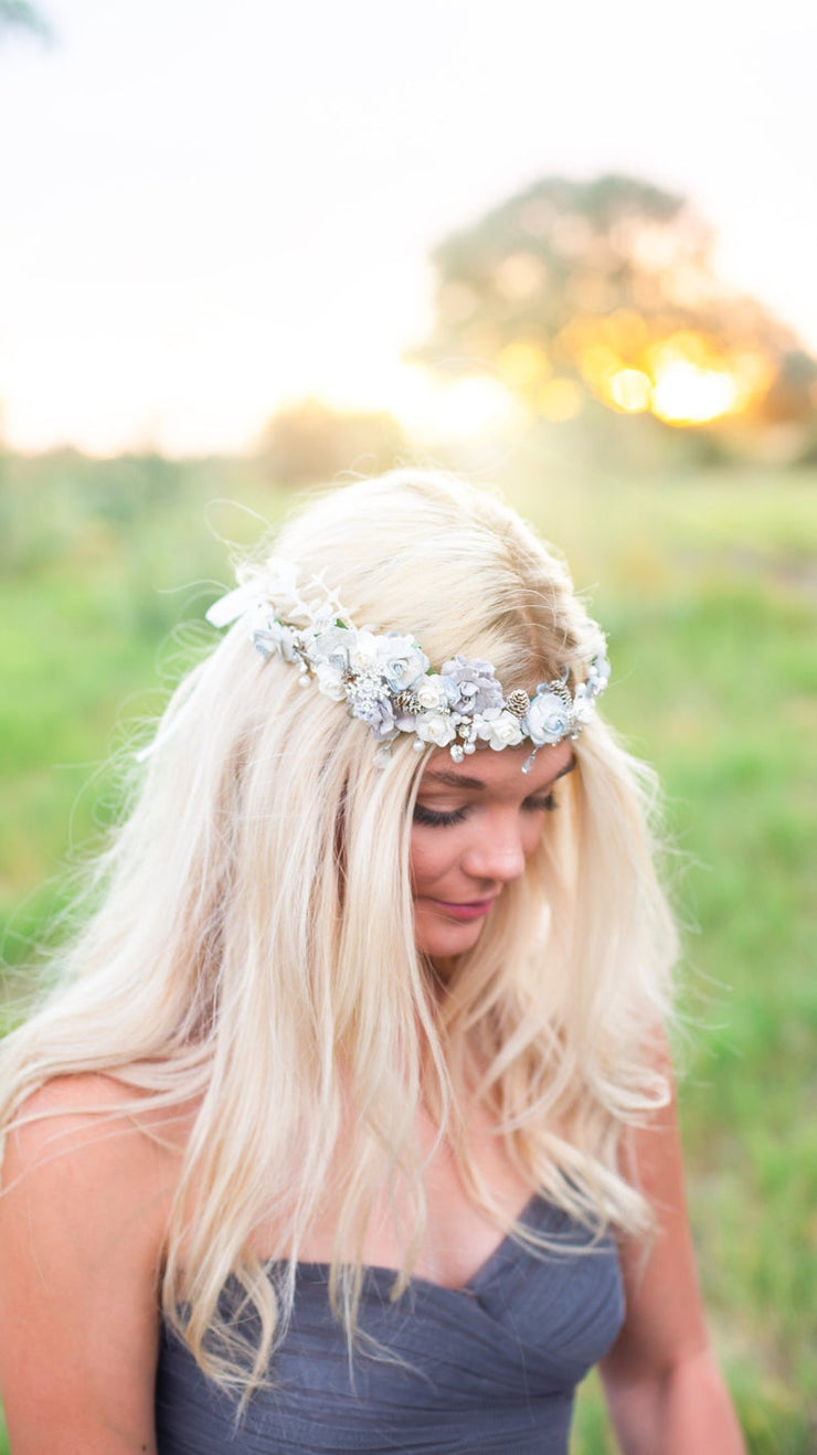 Handcrafted Snow Goddess Bridal Flower Crown