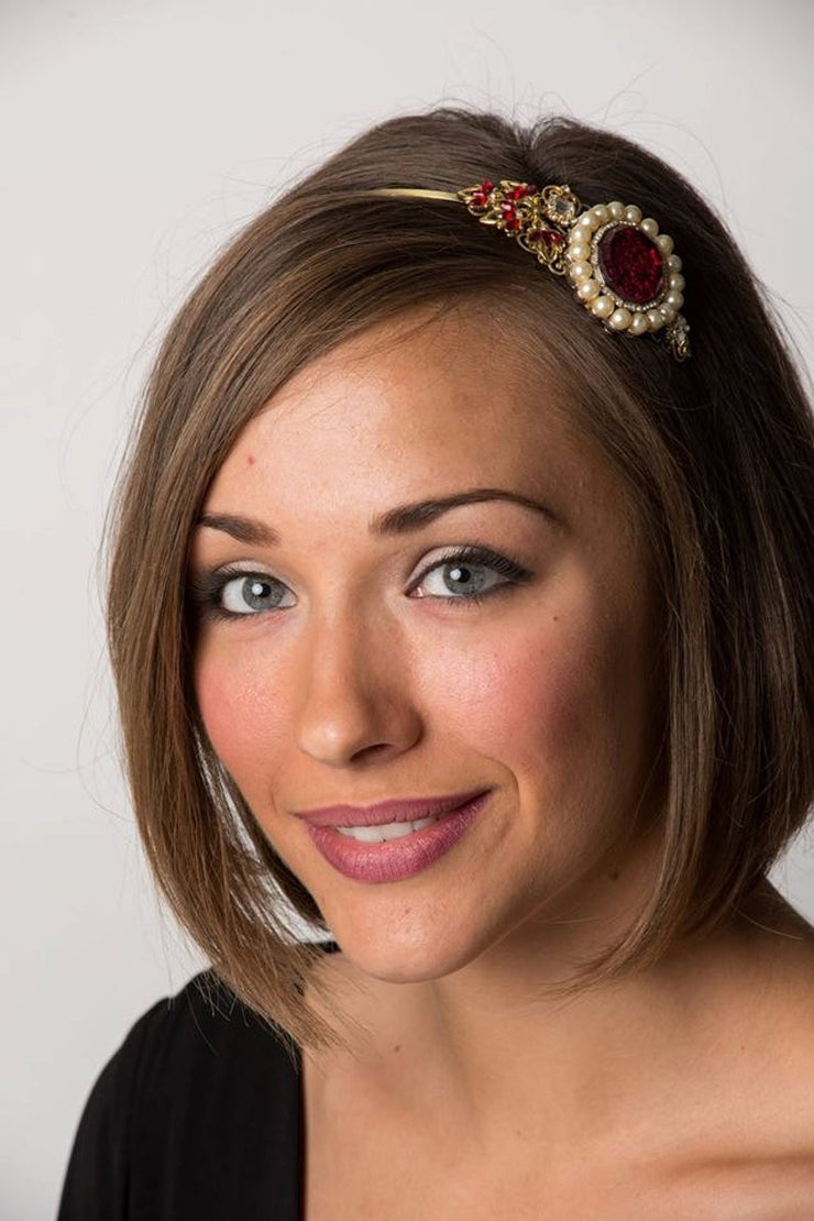 The Garnet Pearl Vintage Jewelry Collection Headband