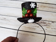 Handcrafted Mini Frosty Snowman Top Hat Headband