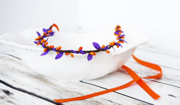 Handcrafted Orange and Purple Simple Crown