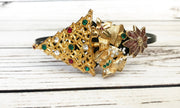 Gold Christmas Tree Poinsettia Bell Vintage Jewelry Collection Headband Bridal Holiday Hair Accessory Side Tiara