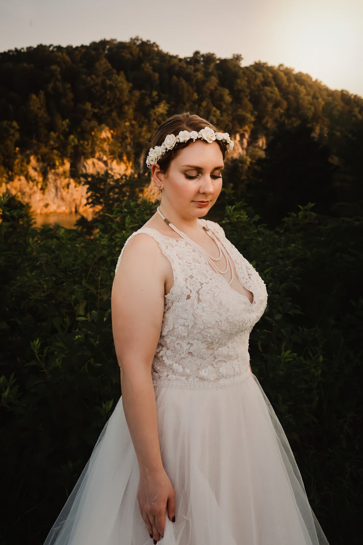 Handcrafted White and Ivory Rose Flower Crown