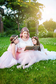 Handcrafted Eucalyptus Plum Tan Blush Flower Girl Crown