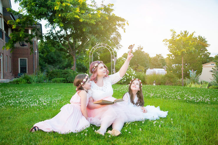 Handcrafted Eucalyptus Plum Tan Blush Flower Girl Crown