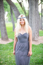 Handcrafted Royal Blue and White Berry Flower Crown