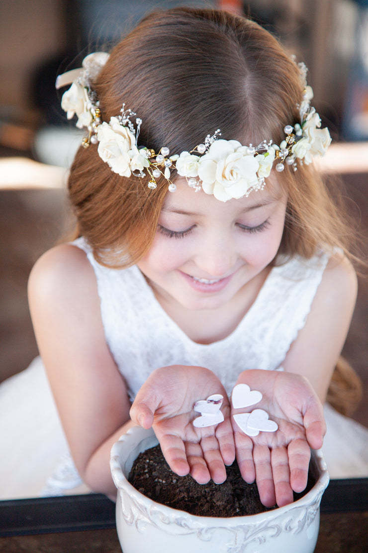 Handcrafted Ivory Baby's Breath Pearl Flower Crown