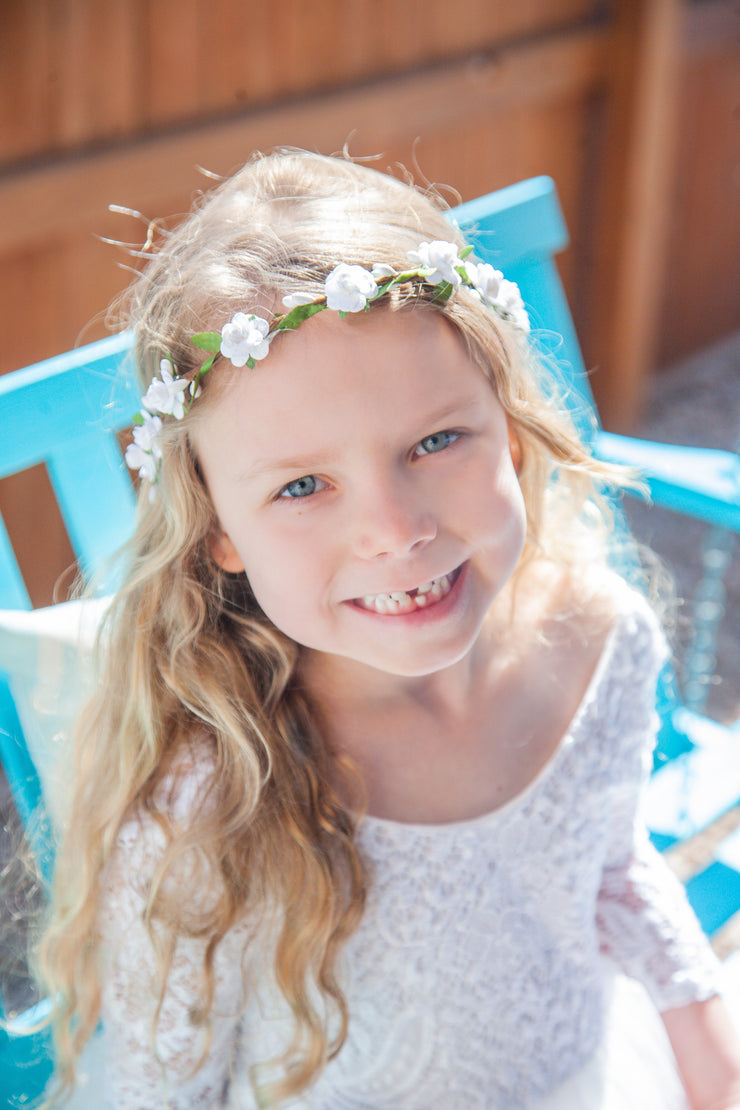 Handcrafted Simple White Rose Flower Crown