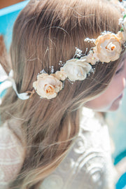 Handcrafted Peach and Ivory Baby's Breath Flower Crown