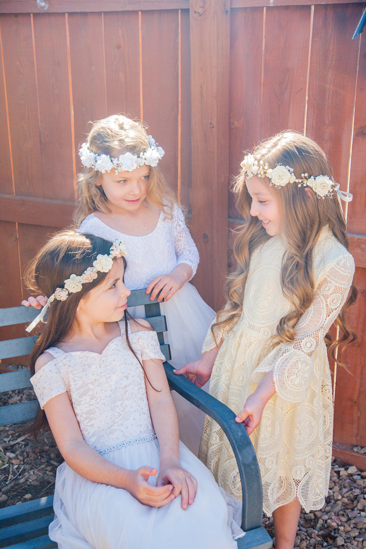 Handcrafted Ivory Baby's Breath Pearl Flower Crown